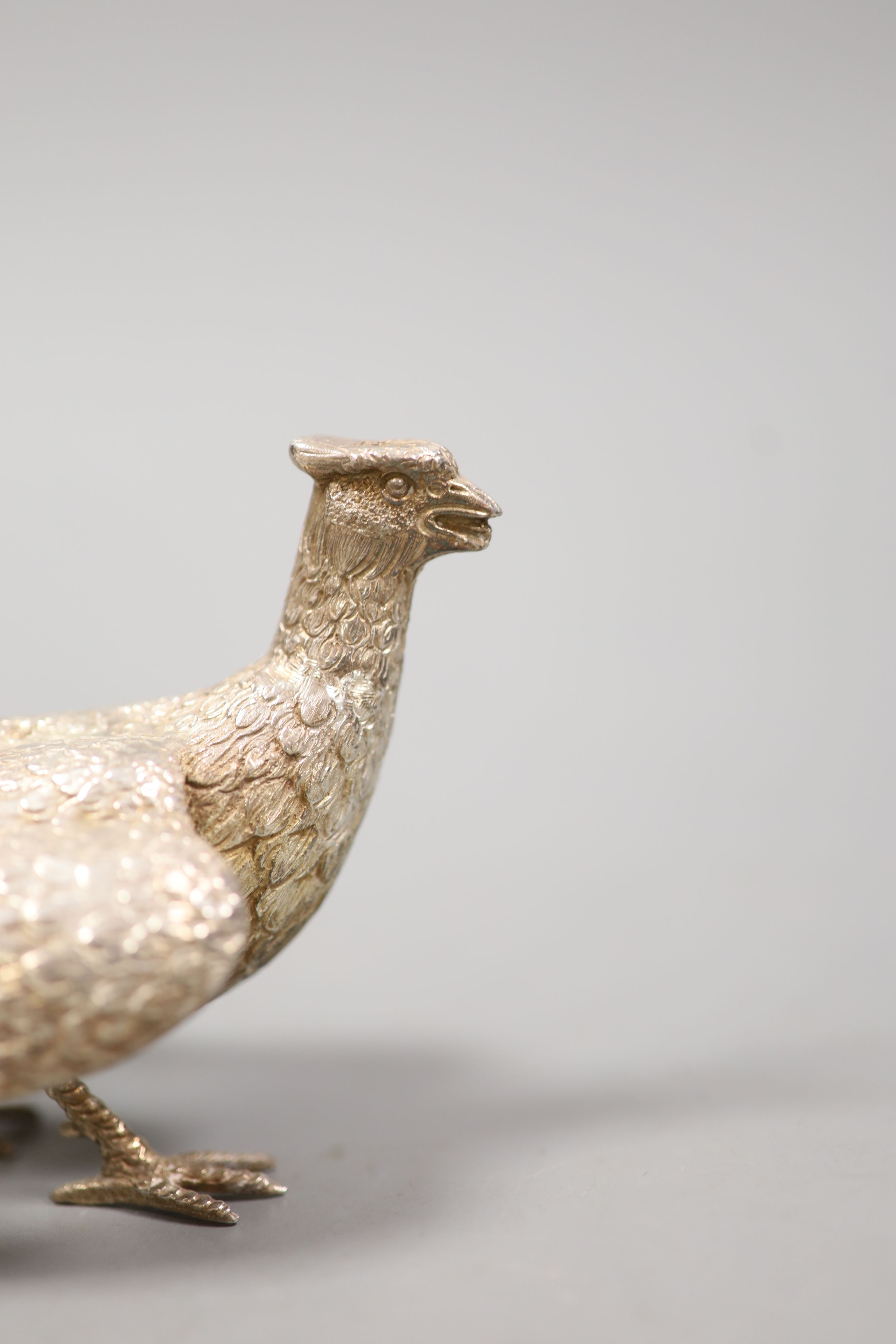 A model silver free-standing model of a pheasant, Sheffield, 1993, 17.7cm